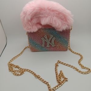 Luxury NY leather/chain crossbody handbag